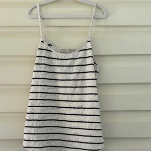 LOFT Women's Black and White Striped Camisole